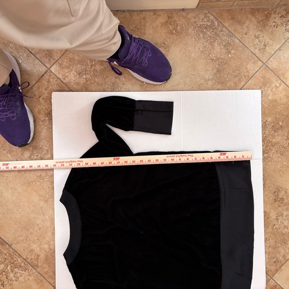 Ann Taylor Black Velvet Wrap Blouse with Satin Trim Women’s Small Petite - Picture 7 of 11